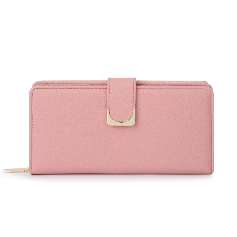 RU Wholesale custom card case candy color cardholder genuine leather ladies purse zipper cover wallet long cluth wallet
