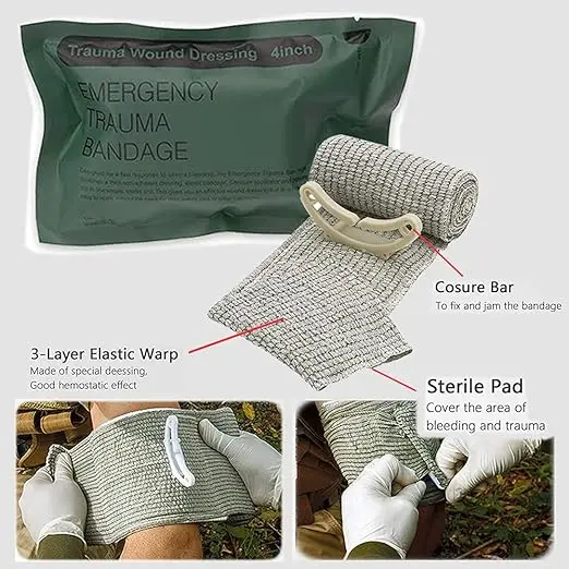 Medical First Aid Tactical Survival Trauma  6 /4 Inch Crepe Emergency Israeli Elastic Bandage in stock