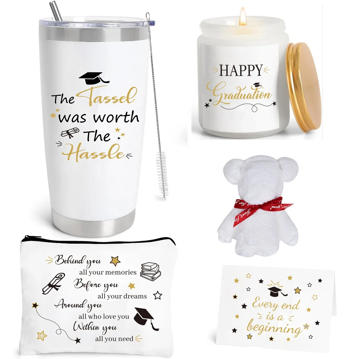 Graduation Gifts Set for Her Girl Women Gift Set Coffee Mug Necklace Towel Bear High School College Graduated Gift