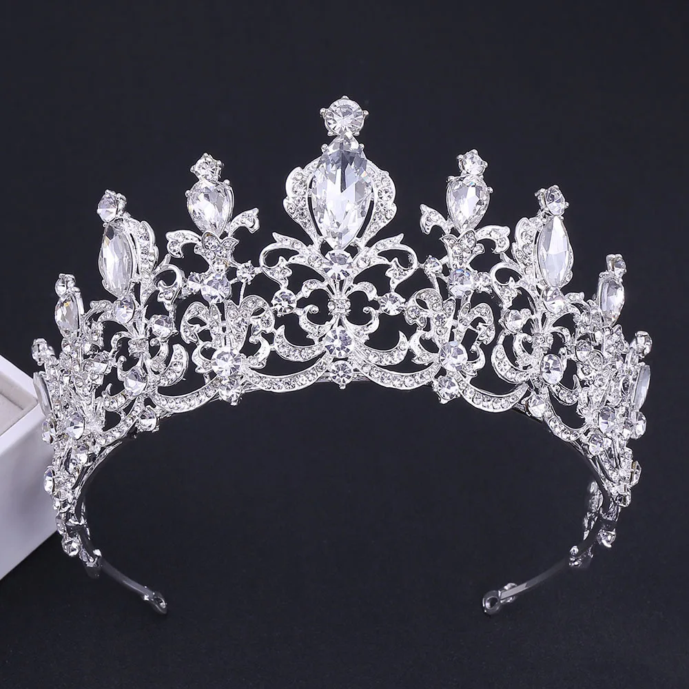 Оптовая продажа самые популярные аксессуары для волос из цинкового сплава тиара на голову Королевская корона невесты женщин и