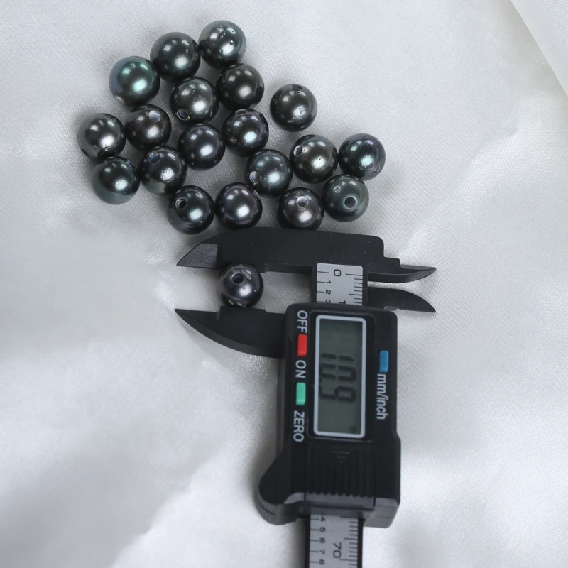 2.5mm Hole Size 11-12mm A Natural Black Real Seawater Saltwater Loose Round Tahitian Pearl Beads