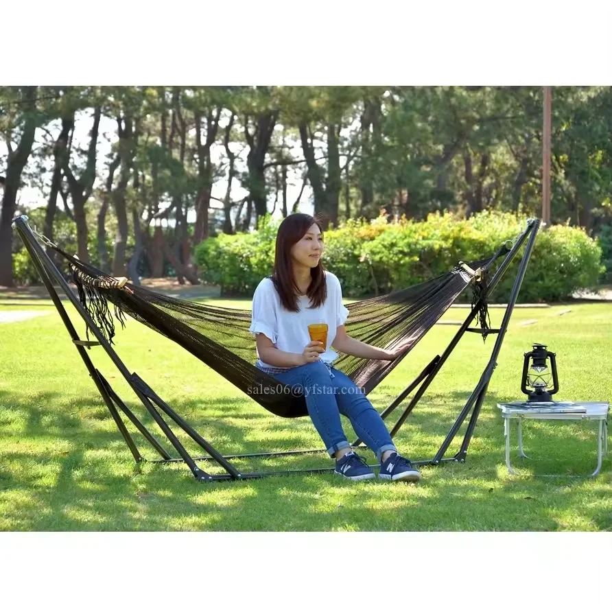 Indoor/outdoor Camping hammock portable Mesh Hammock ,hammock with stand,iron tube stand hammock