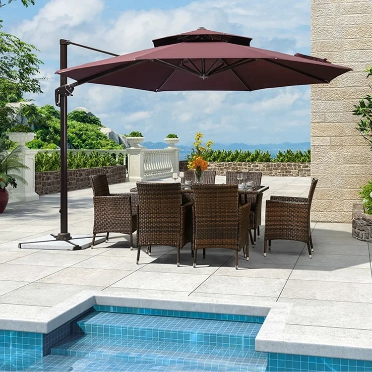 Modern Design Wicker Rattan Aluminum Furniture Dinning Table and Chair Set for Garden Outdoor Backyard