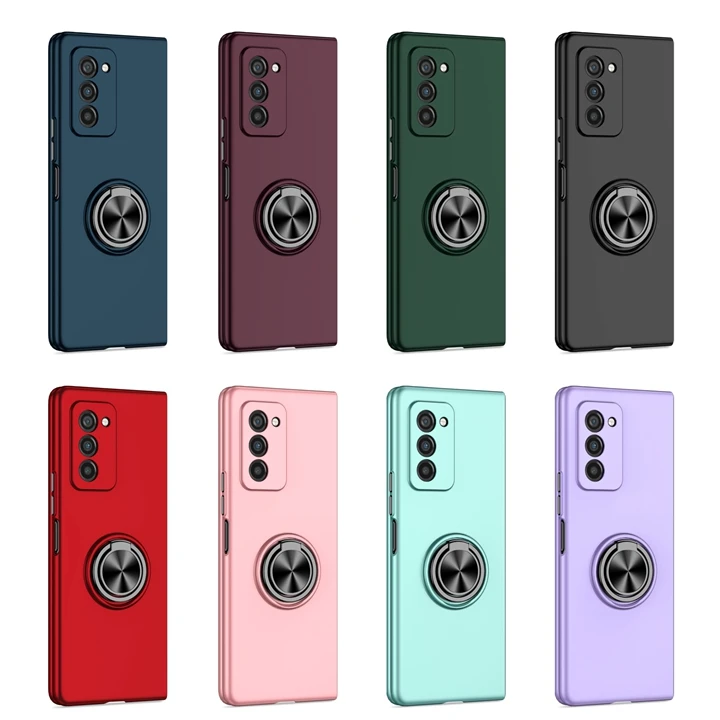 With Finger Ring Hard Phone Case for Galaxy Z Fold3 Z Fold 4 3 5G Fold 2 1 Car Mount Magnetic Holder Protective Skin Cover