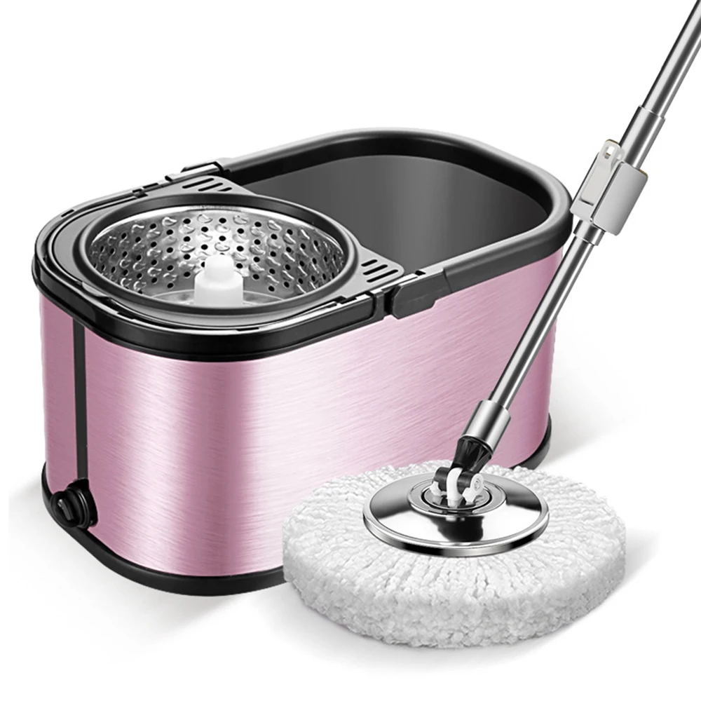 Quality Supermarket Supply 360 Stainless steel Bucket Super Absorbent Fiber Cloth Mops Cleaning Floor Spin Mop And Bucket Set