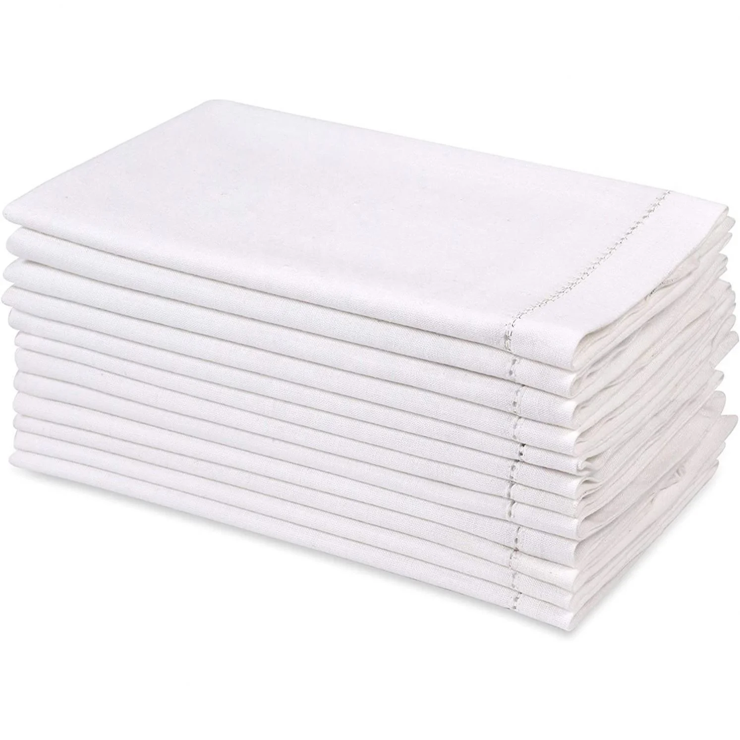 China Supplier Best Selling Wholesale White Napkins Linen Napkin 100% Hand Hemstitch Napkin