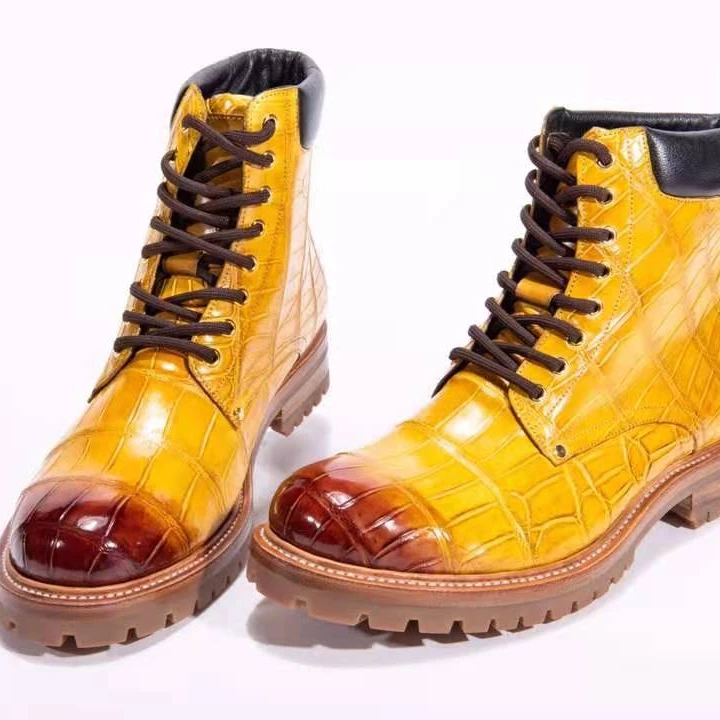 Мужские классические туфли Goodyear изысканные из крокодиловой кожи Мужская обувь в новом стиле