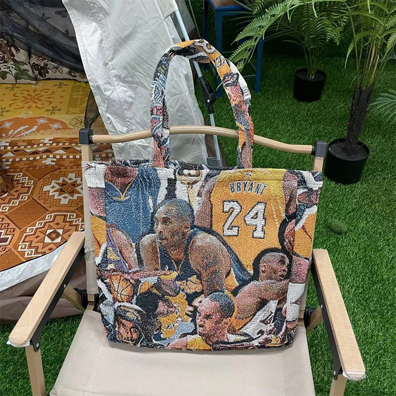 New Arrived Custom Large Tapestry Tote Bag With Sports things Fold able Shopping Bag