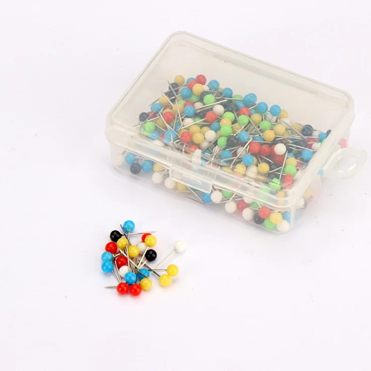 Wholesale Decorative Round Straight Pearl Head Patchwork big plastic ball head map push pins