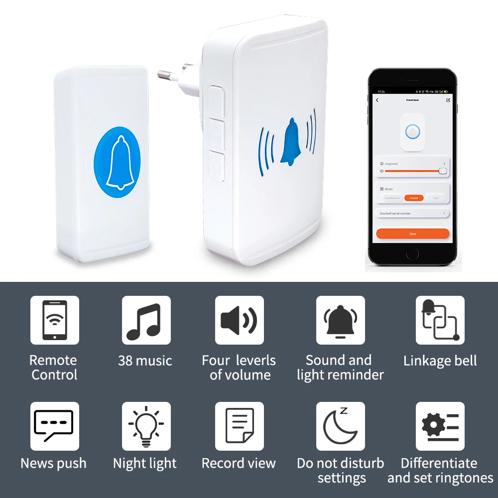 Беспроводной уличный дверной звонок SIXWGH, звонок Tuya Smart Life с дистанционным управлением через приложение для домашней безопасности, водонепроницаемые смарт-колокольчики