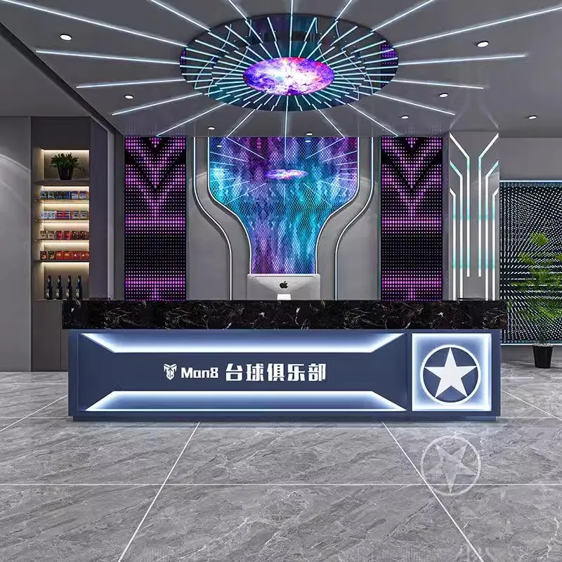 Industrial-Style Light Luxury Net Cafe Bar Reception Desk Hotel KTV Gym Billiard Hall Customizable Front Desk Cash Register