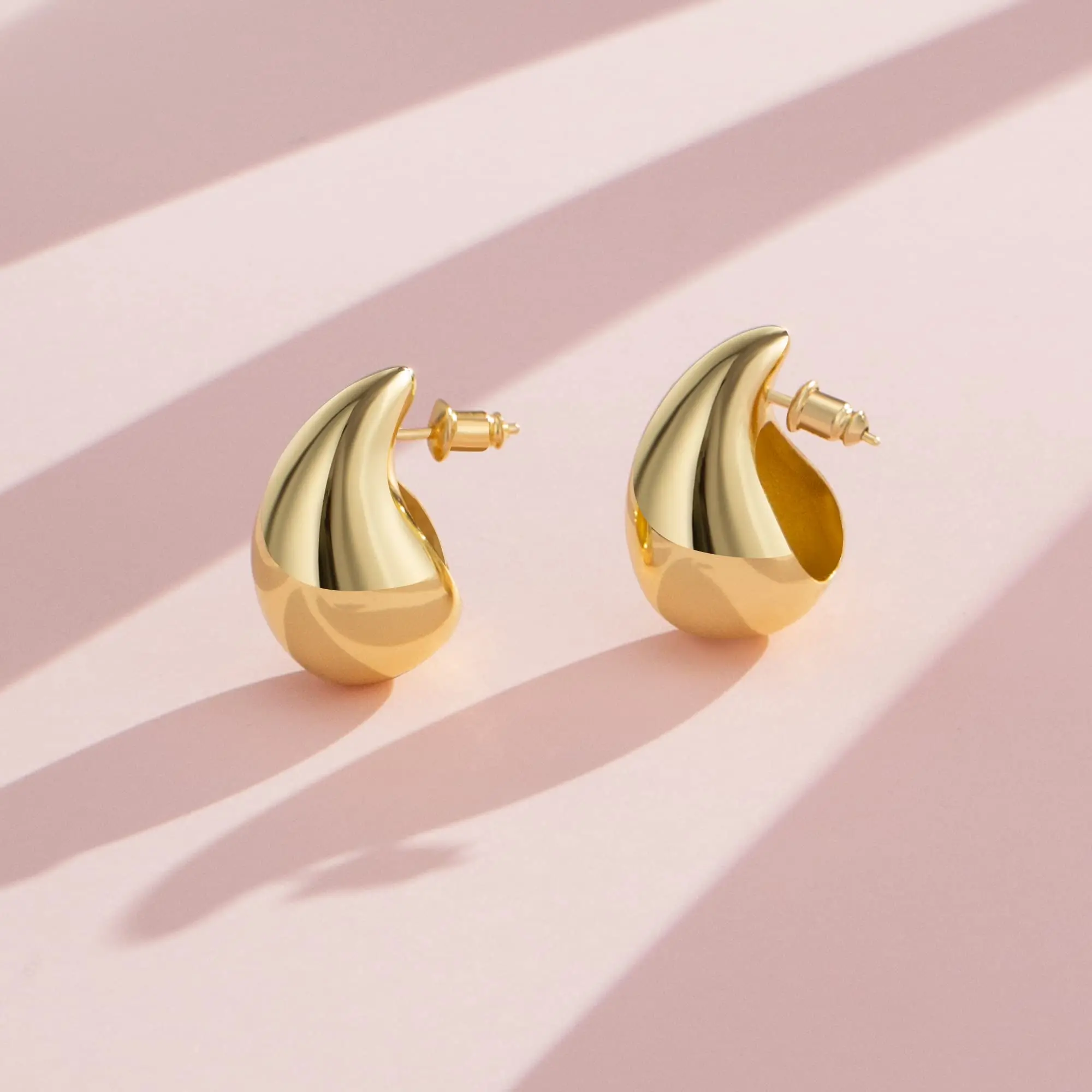 Premium Design Chunky Water Drop Stud Earrings Brass Big Teardrop Design Fashion Jewelry Earrings