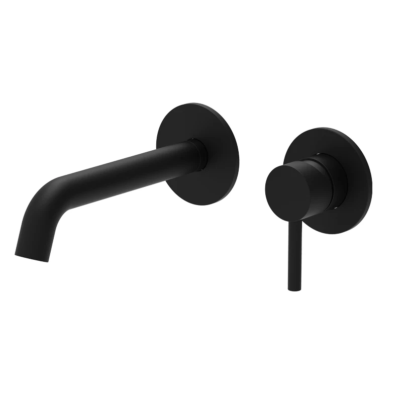 Luxury Wall Mounted Solid Brass Faucet Single Handle Basin Faucets Bathroom Mixer Tap Hotel Lavatory Wash Sink Water Taps