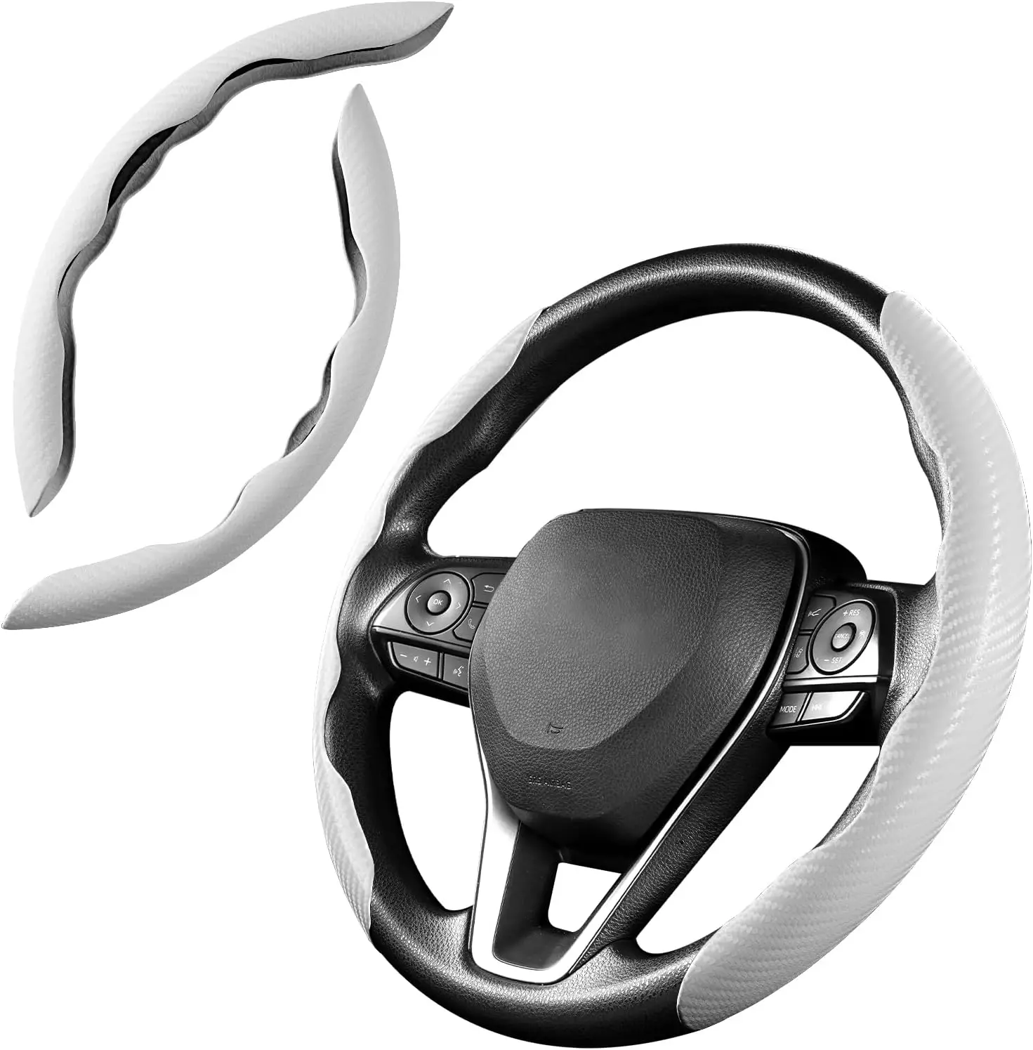 Universal Car Carbon Fiber Steering Wheel Cover,Butterfly Steering Wheel Cover,Non-Slip Segmented Steering Wheel Protector