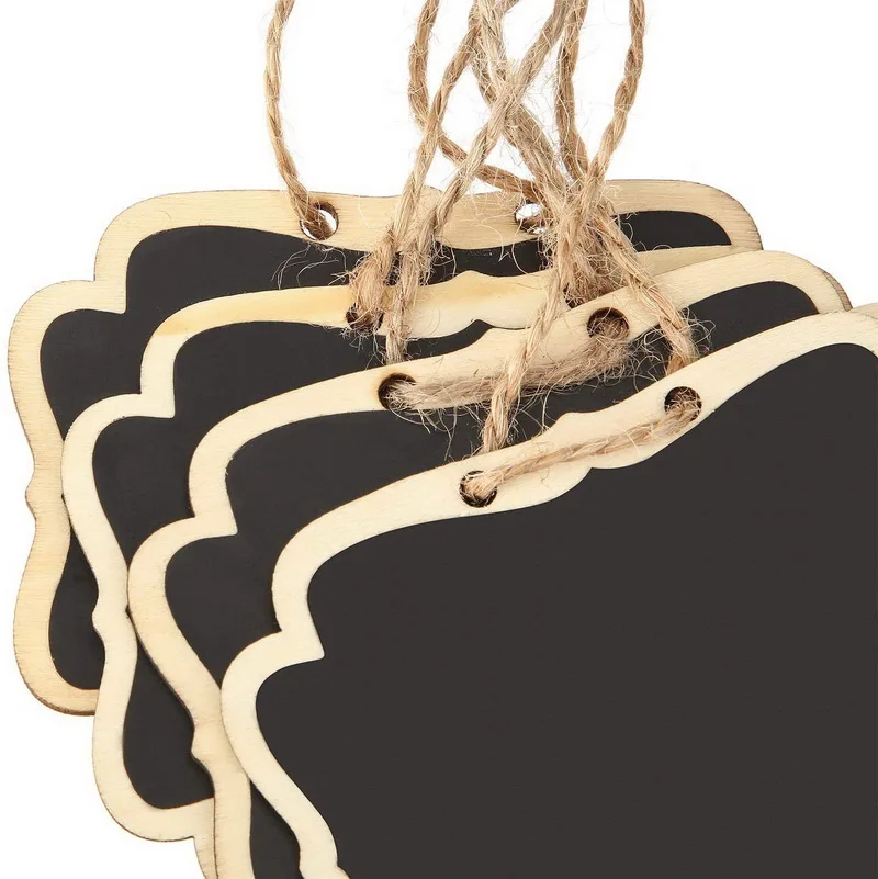 8X6CM Chalkboard Tags Hanging Wooden Chalkboard Signs Mini Wood Chalkboard Labels Rectangle Blackboard Tags Massage Board Signs