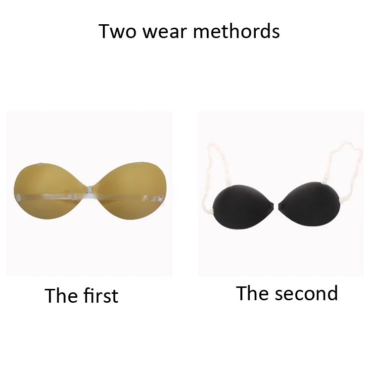 Women Padded Push Up Lift Strapless Invisible Silicone Sticky Bra With Shoulder Strap