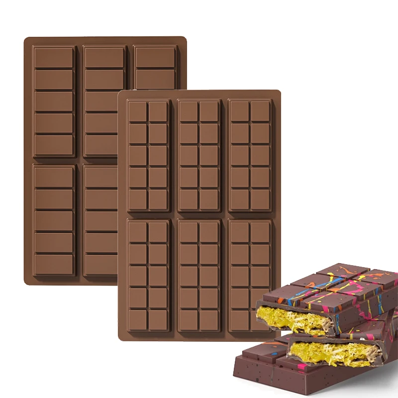 Custom Logo Heat Resisting Diy Bpa Free Food Grade Silicone Baking Mould Snap Candy Bars Chocolate Bar Mold Deep