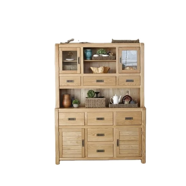 Новый стильный буфет из массива дерева и верхняя кухонная мебель