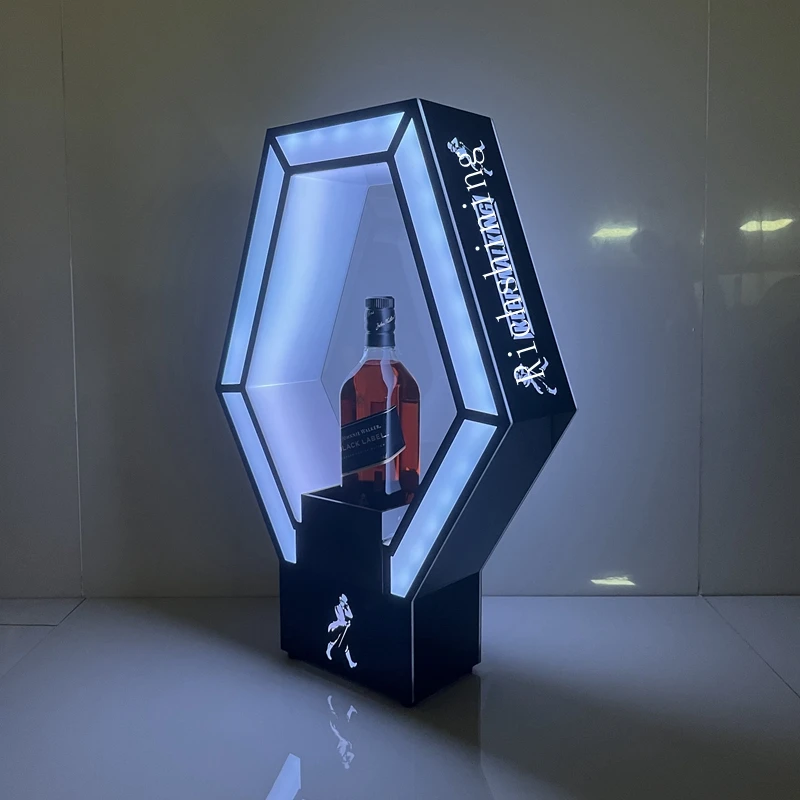 RICHSHINING Multi Color Johnnie Walker Bottle Glorifier Black Label Acrylic VIP Led Bottle Presenter For Nightclub Bar