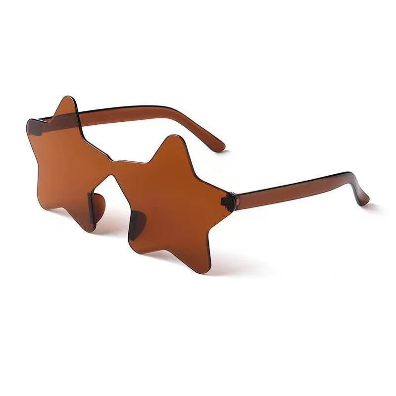Star Shape Sun Glasses Light Funny Pentagram Candy One Piece Eyewear Multi Colors Decoration Party Rimless Sunglasses