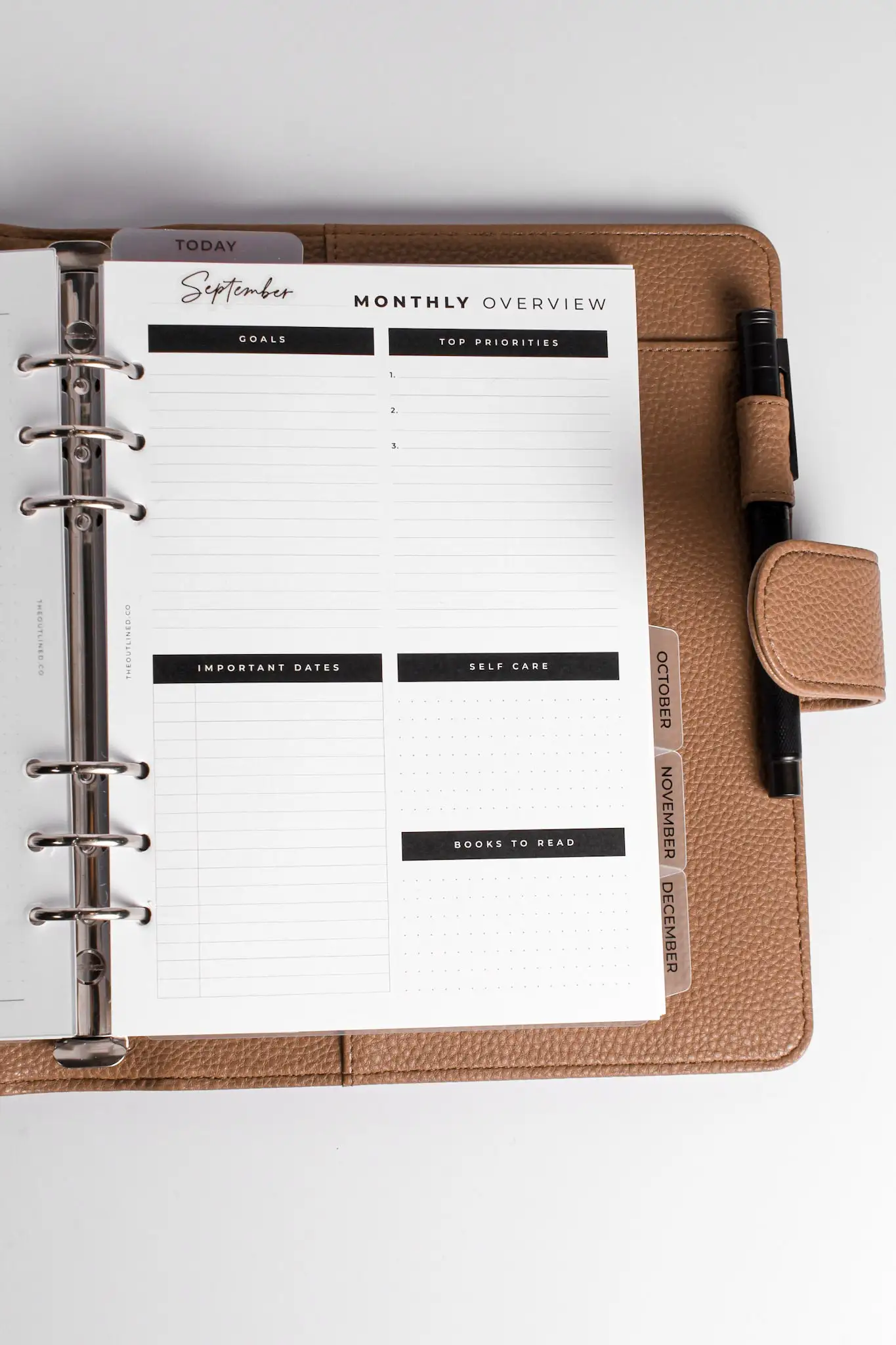 Custom Tan Brown Refillable 6-Ring Pebbled Pu Leather A5 Planner Agenda Binder Cover With Magnetic Closure and Pen Loop