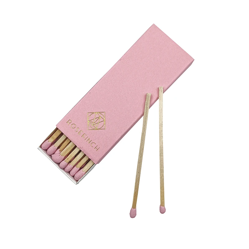 Розовые спичечные коробки безопасные натуральные спички индивидуальные оптовые черные деревянные домашние свечи