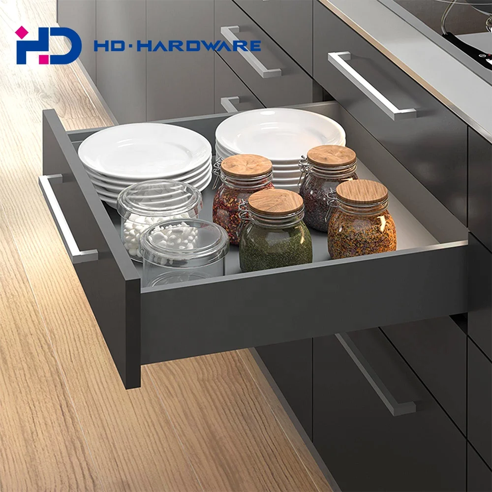 Furniture hardware Double wall drawer box with 3D adjustment concealed slides