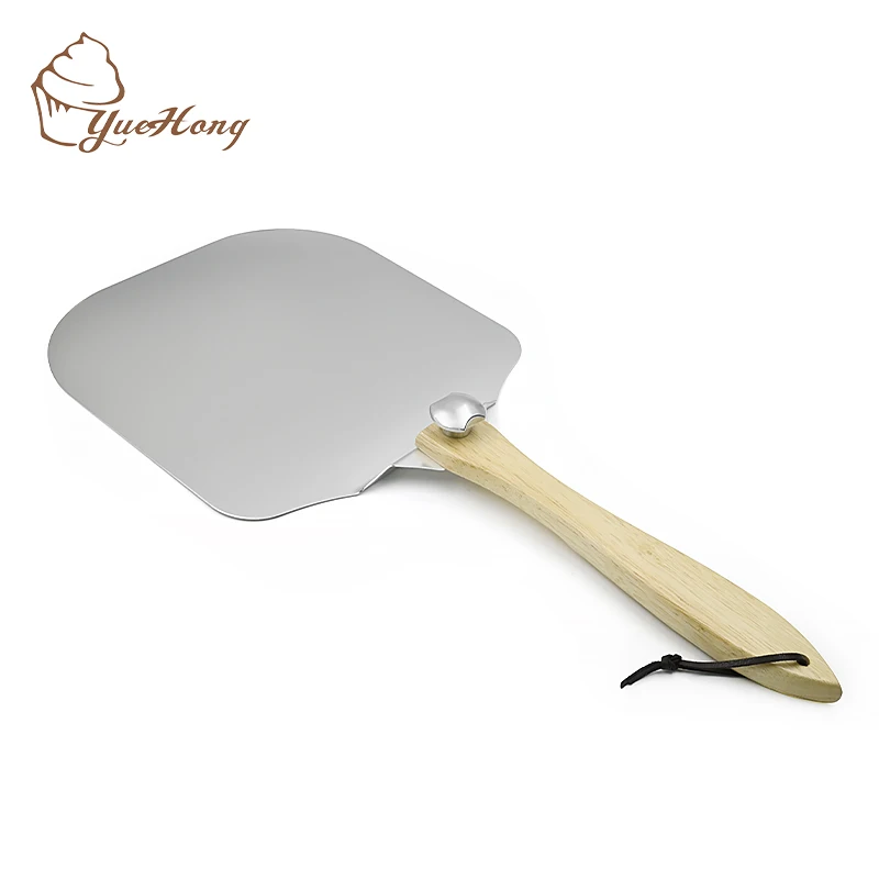 folding pizza peel aluminium metal pizza peel kit tool multifunctional cake Wooden pizza paddle peel shovel
