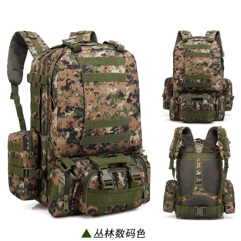 Large Capacity 45L Camouflage Pattern Outdoor Mountaineering Backpack Multi-Functional Camping Combination for Boys Travelers
