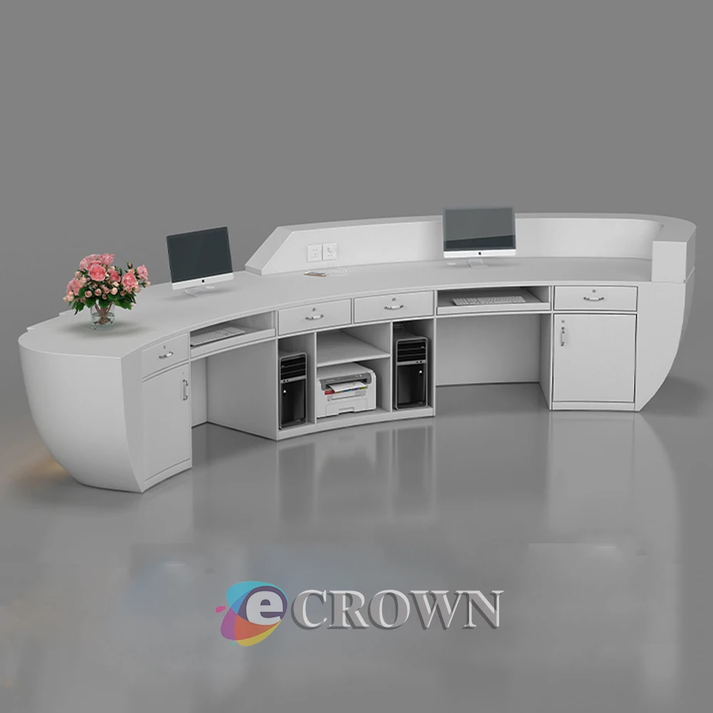 Watch Hot Sale elegant reception Tulle curved design desk Online Store mall store