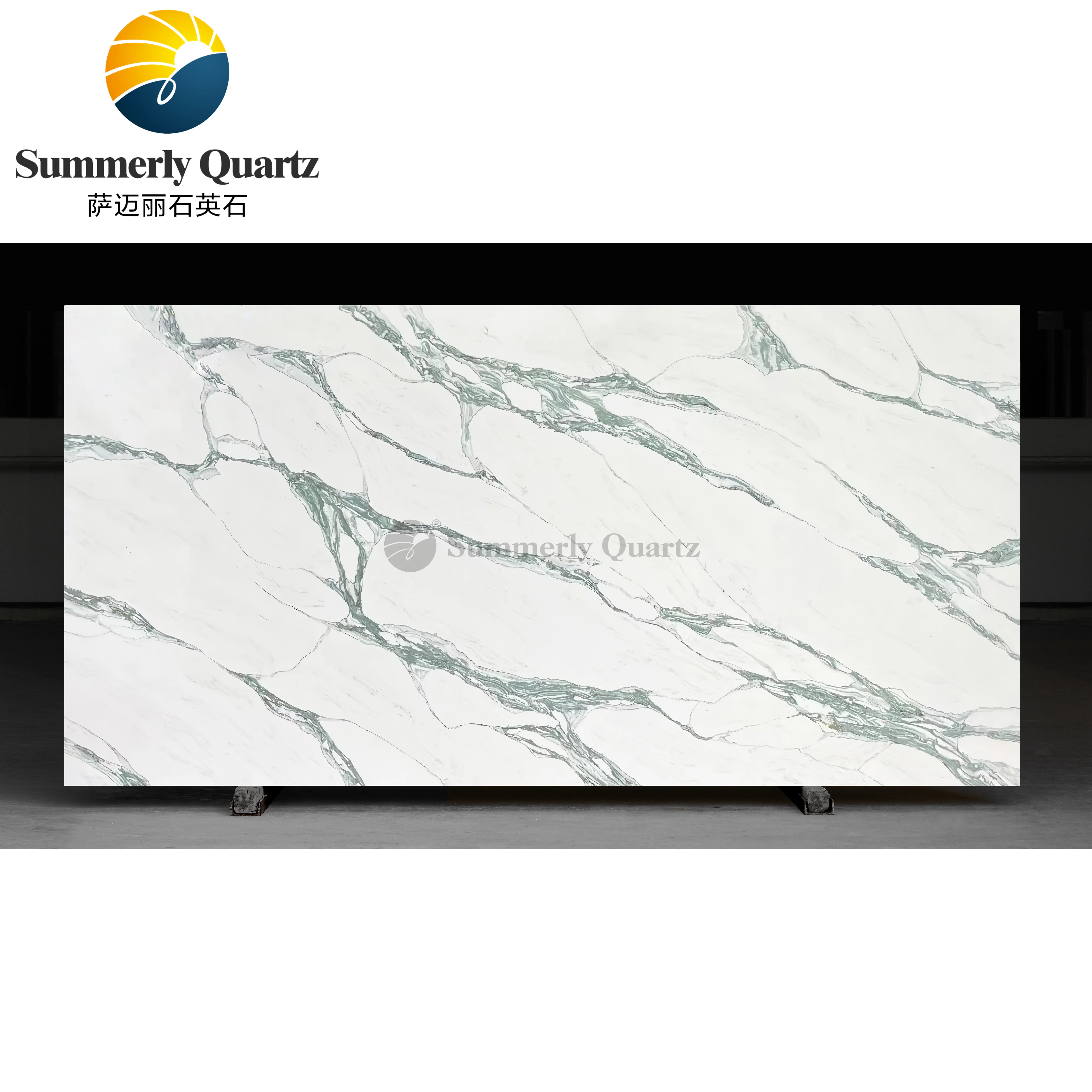 Calacatta Emerald Engineered Stone Artificial stone for Kitchen&Vanity Tops Quartz Stone Slabs Super Jumbo Low silica