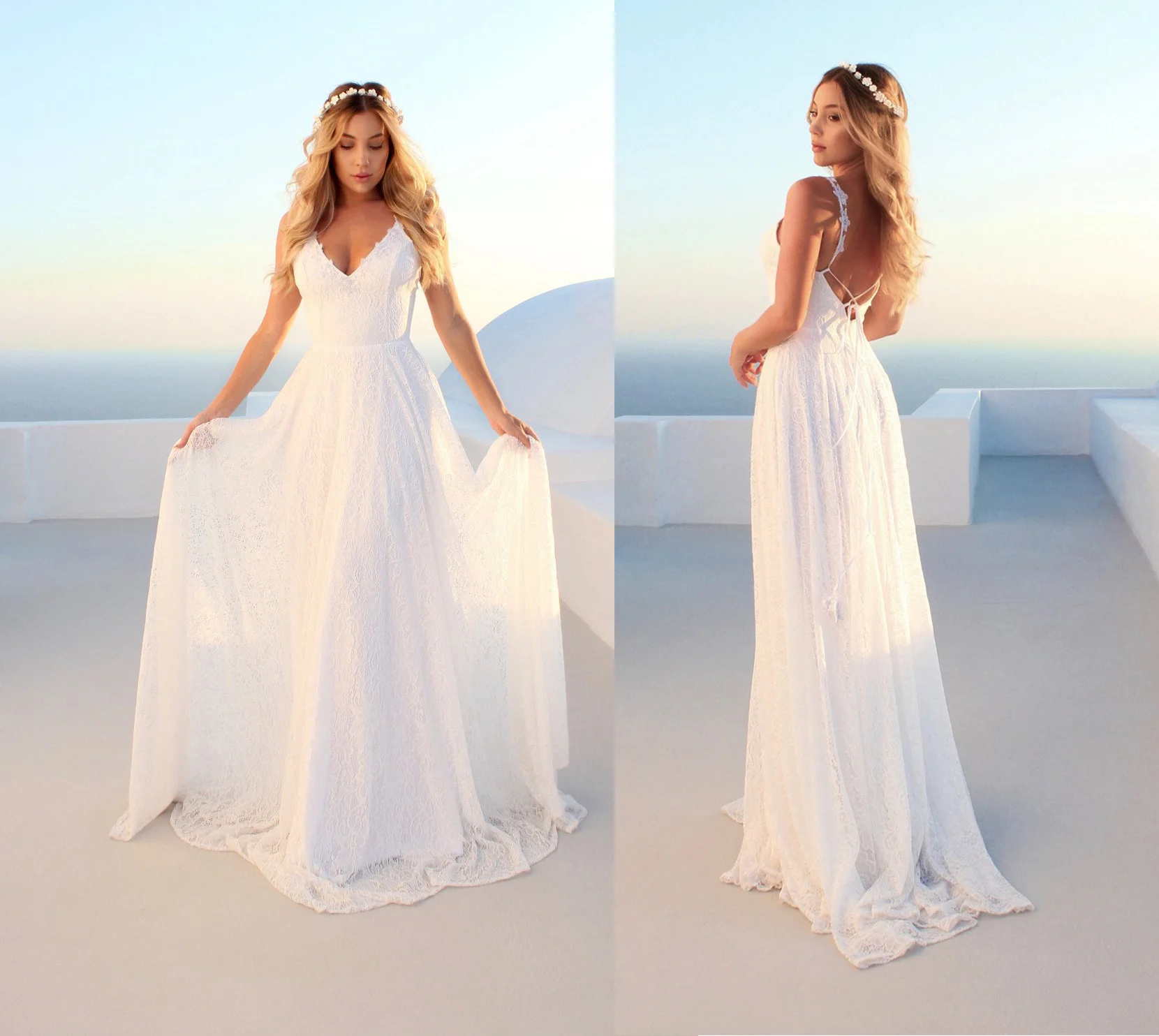 2021 European American summer new sexy V-neck sling print stitching lace long bridesmaid wedding evening