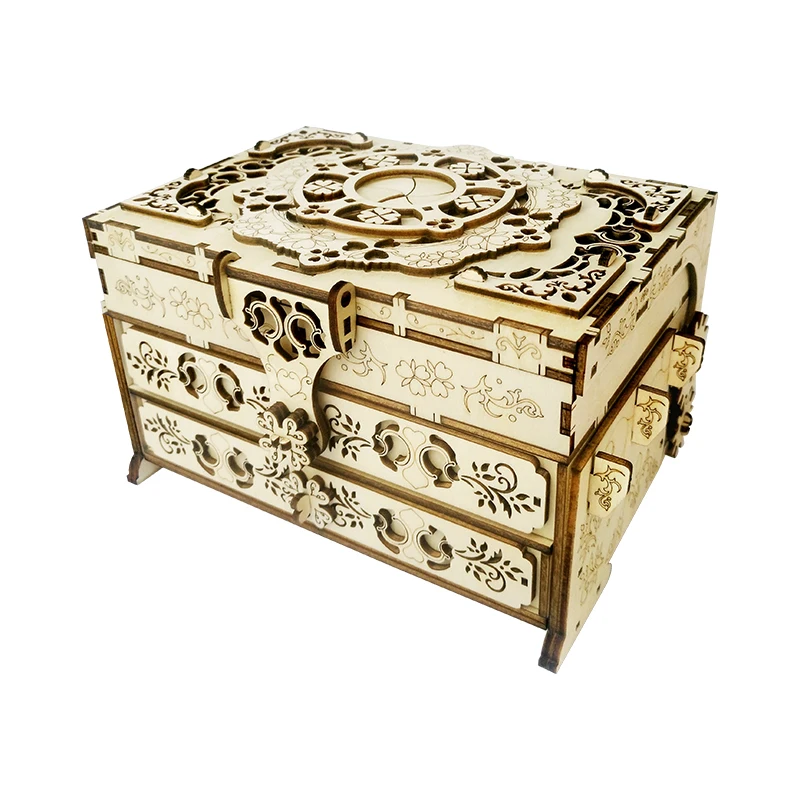 Factory Outlet DIY Wooden Music Boxes Antique Jewelry Box Jigsaw 3d Puzzle Handmade Toy Creative Craft Birthday Gift