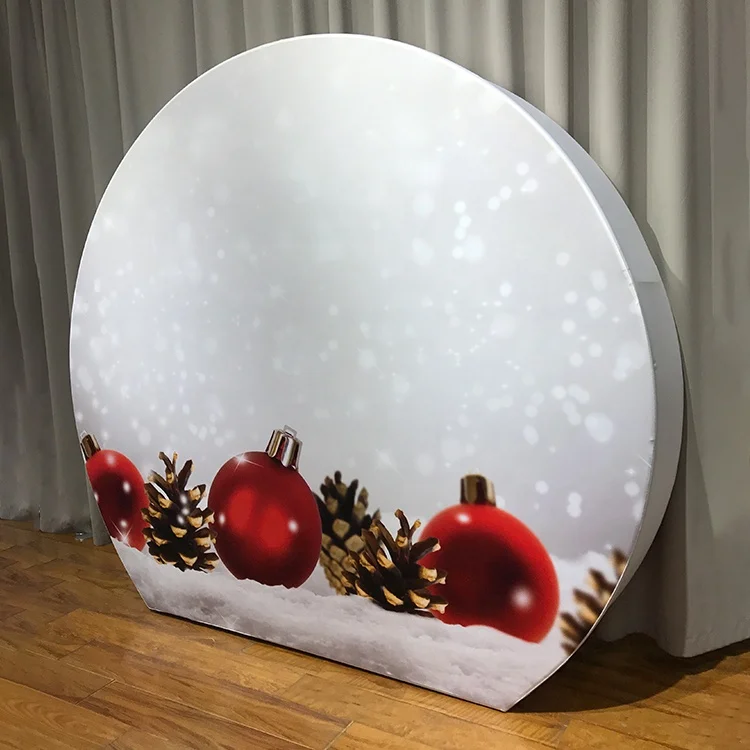 Morden trade show fabric round advertising tension fabric double side print 3D moon display wall custom logo backdrop banners