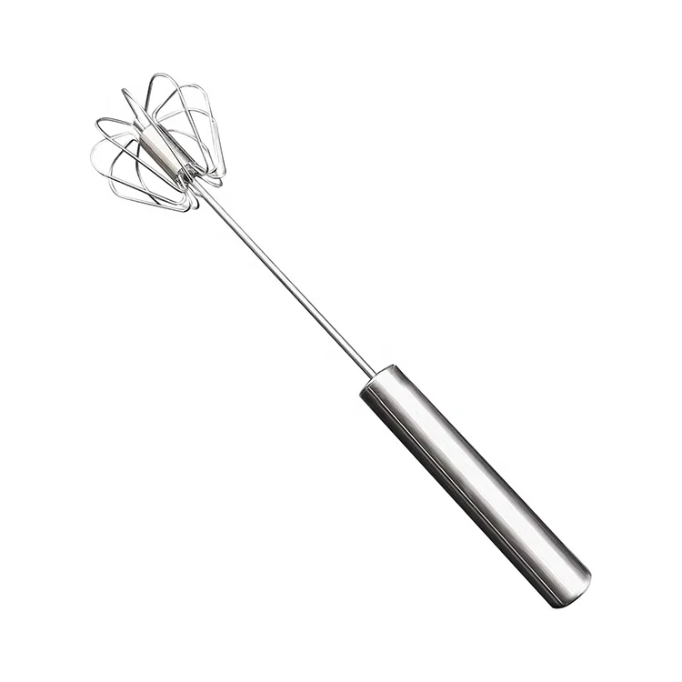 Semi-Automatic Egg Whisk Hand Held Whisk Self Stirring Stainless Steel Beater For Milk Frother,Hand Push Mixer Stirrer,Blending