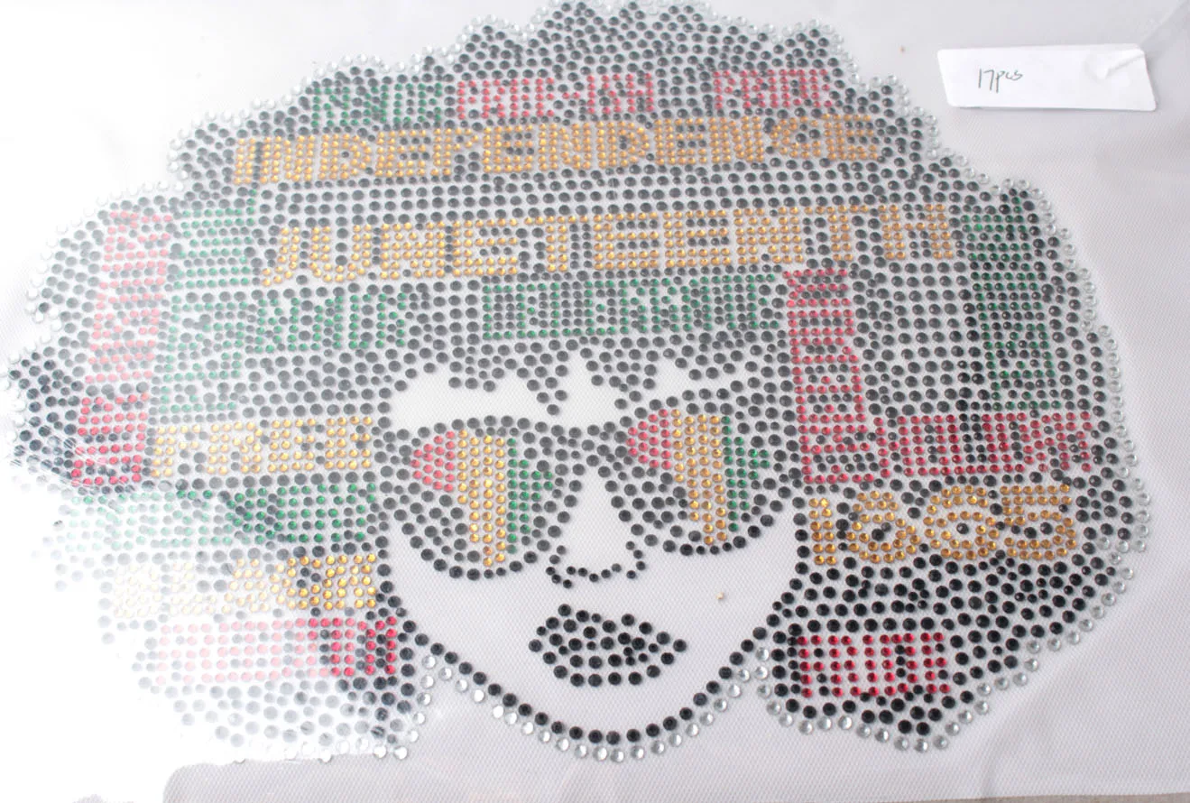 Afro Girl Rhinestone Transfer Wholesale Women Design Heat Transfer Rhinestone For Garment