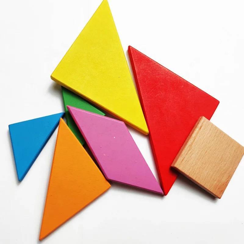 7 Pieces Colorful Educational Toys Wooden Pattern Blocks Games Wood Jiagsaw Puzzle Tangram For Kids