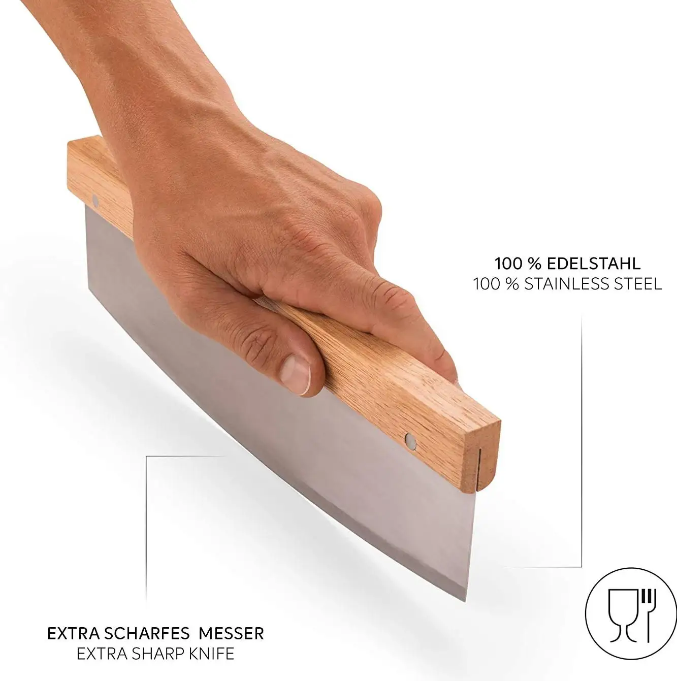 Pizza Cutter Rocker With Wooden Handle