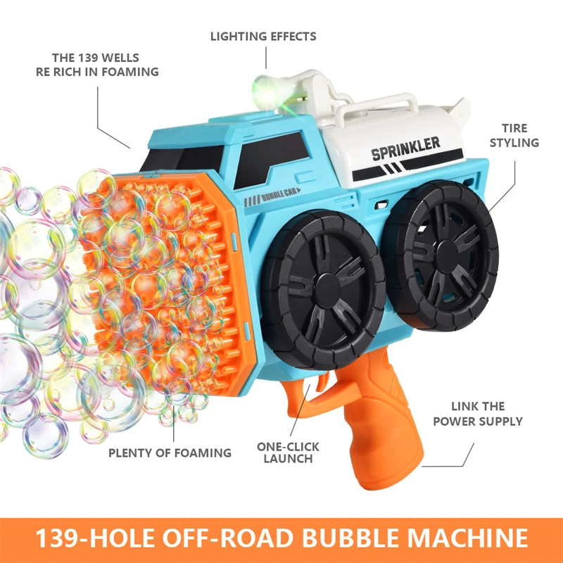 Large Size 139 Holes Electric Bubble Gun Toys Kids Summer Outdoor Soap Water Toys Automatic Bubble Blowing Machine Toy