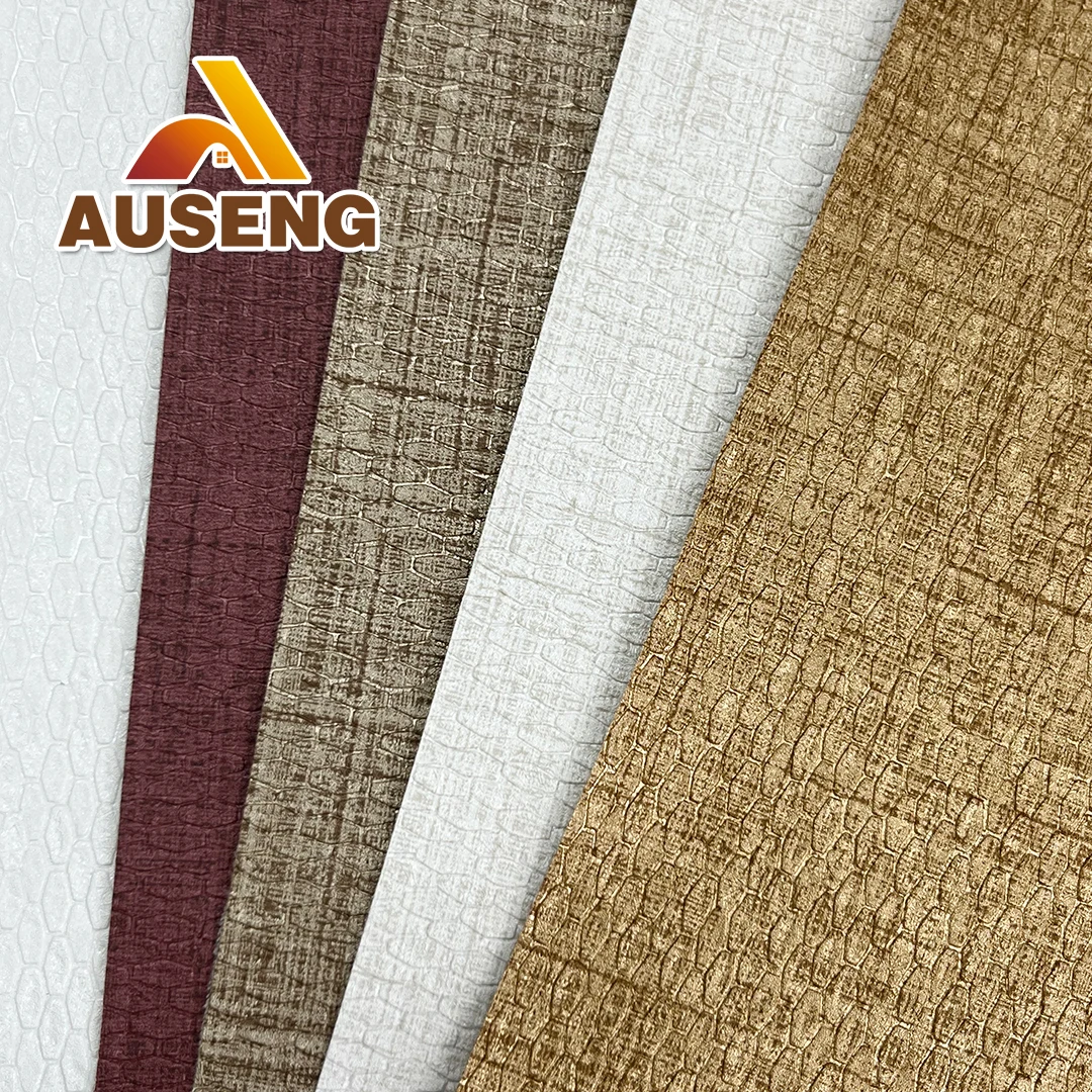 3D Design Contemporary Commercial Fireproof Vinyl Wallcoverings Waterproof Wallpaper Roll Fabric Backing For Office Building