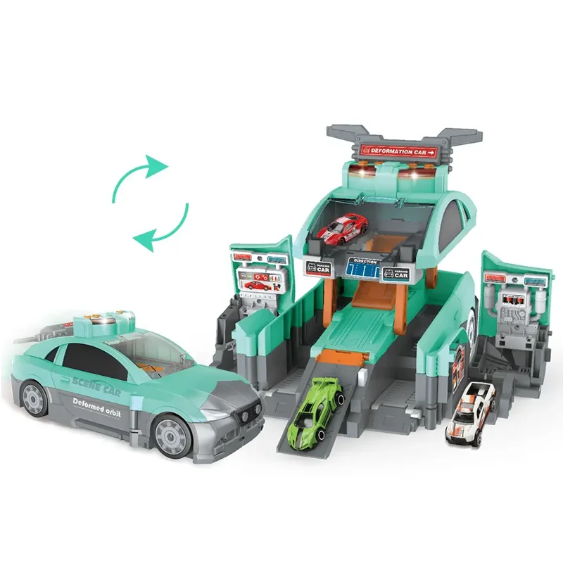 Kids electric city track parking lot plastic toy car garage play set with light and sound