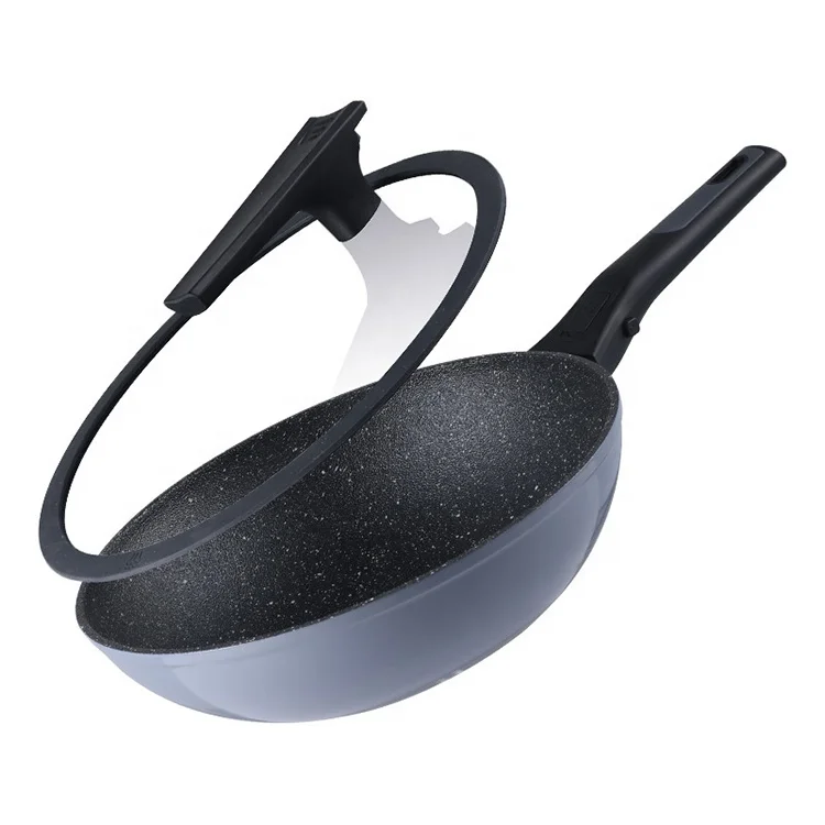 Strong and durable forged aluminum kitchen cooking pots non stick saute pan granite cookware frying pan