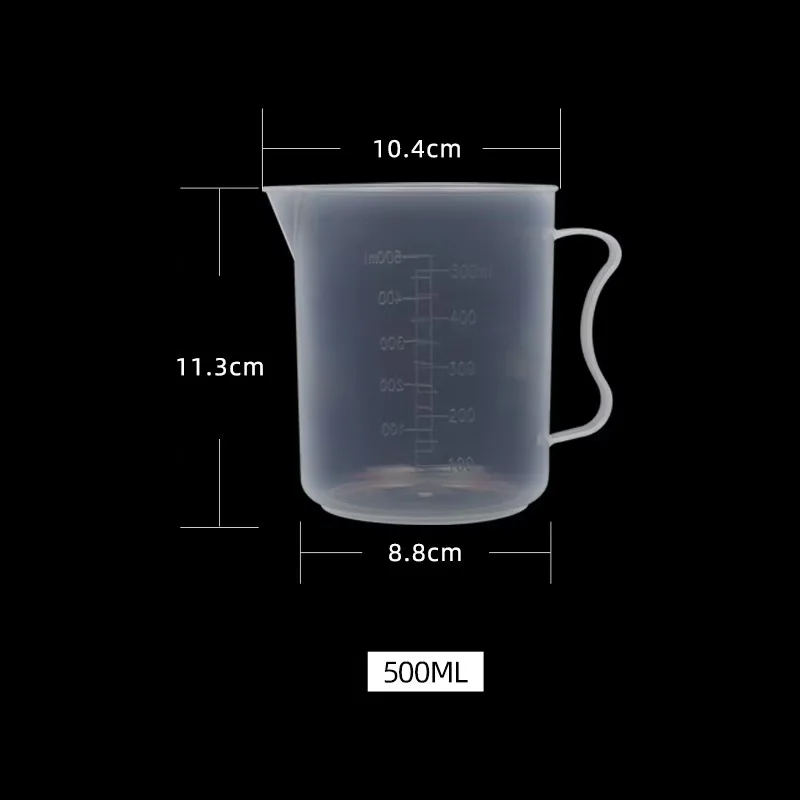 OEM Kitchen PP Plastic Cups with Handle Single Wall Beaker Jug in Various Styles and Capacities for Measuring