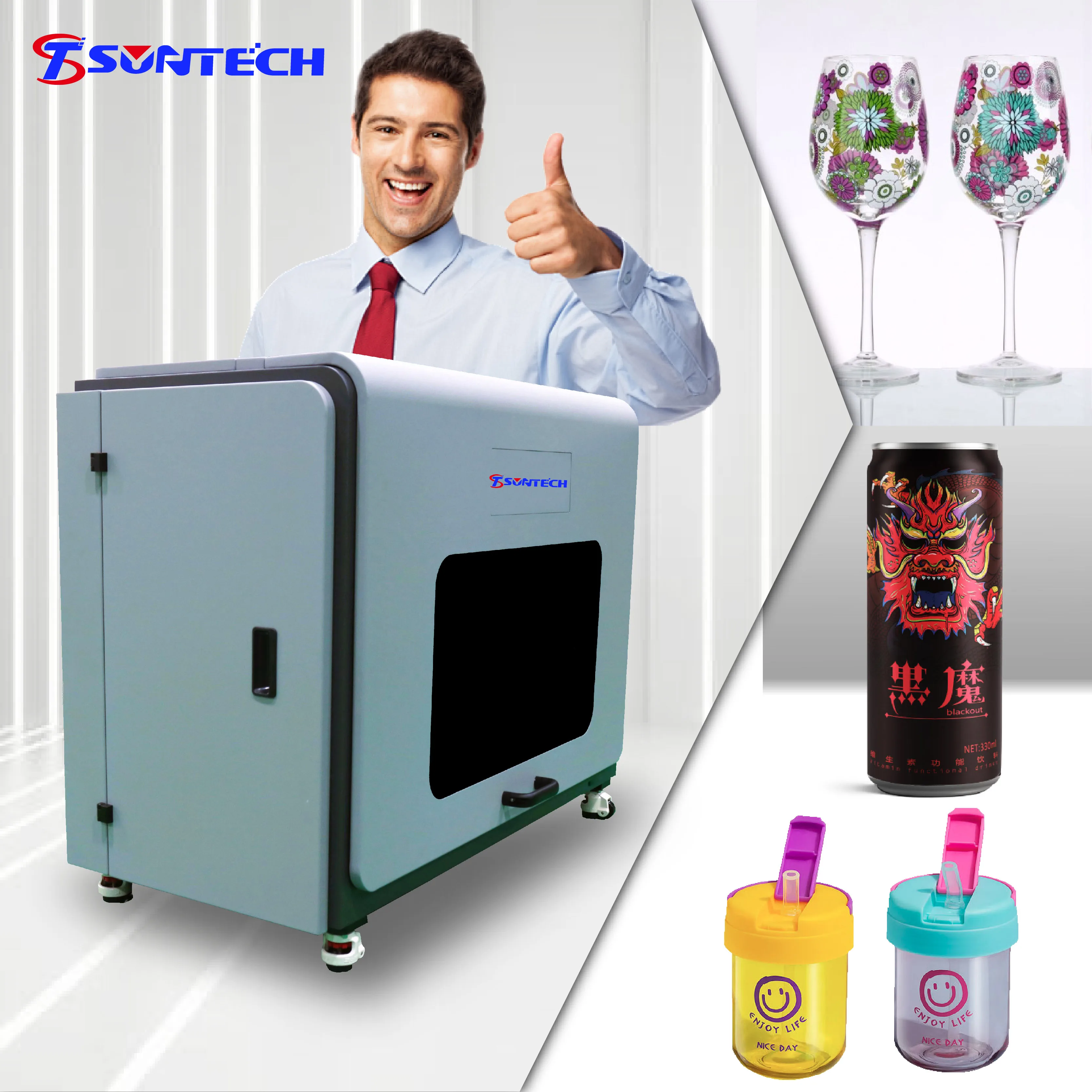 Hot high-speed cylindrical DF360uv printer 3d relief inkjet conical bottle can glass color printing machine commercial equipment