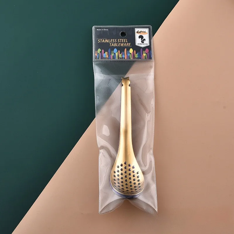 kitchen accessories new products stainless steel 304 metal silver slotted caviar spoon