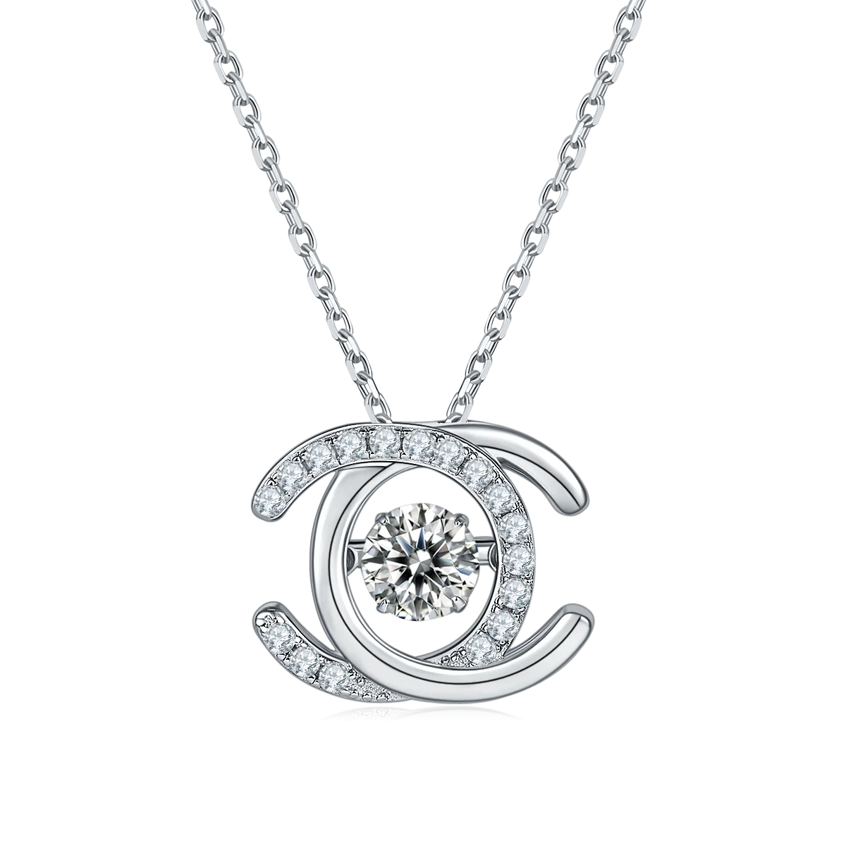 Jinying New Design Fashion 0.5ct 1.0ct Mossanite Pendant 925 Silver Link Necklace for Women