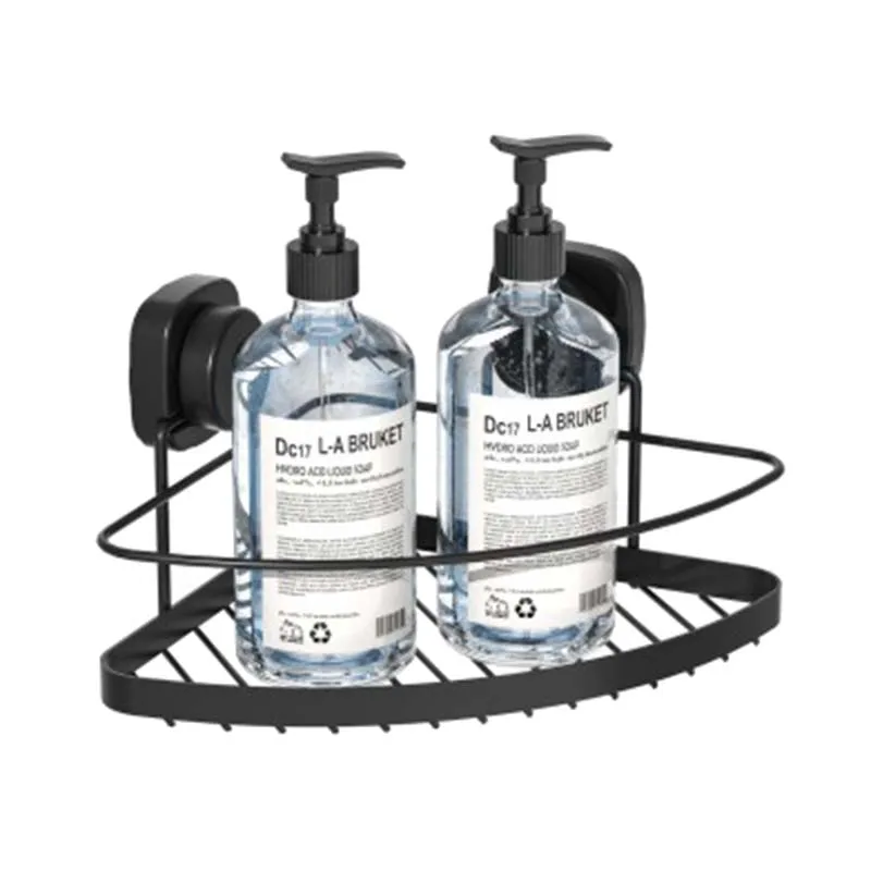 WIREKING Suction Stable Metal Corner Shower Caddy Hanging Soap Dish Bearing 10kg Bathroom Storage Shelf Towel Holder