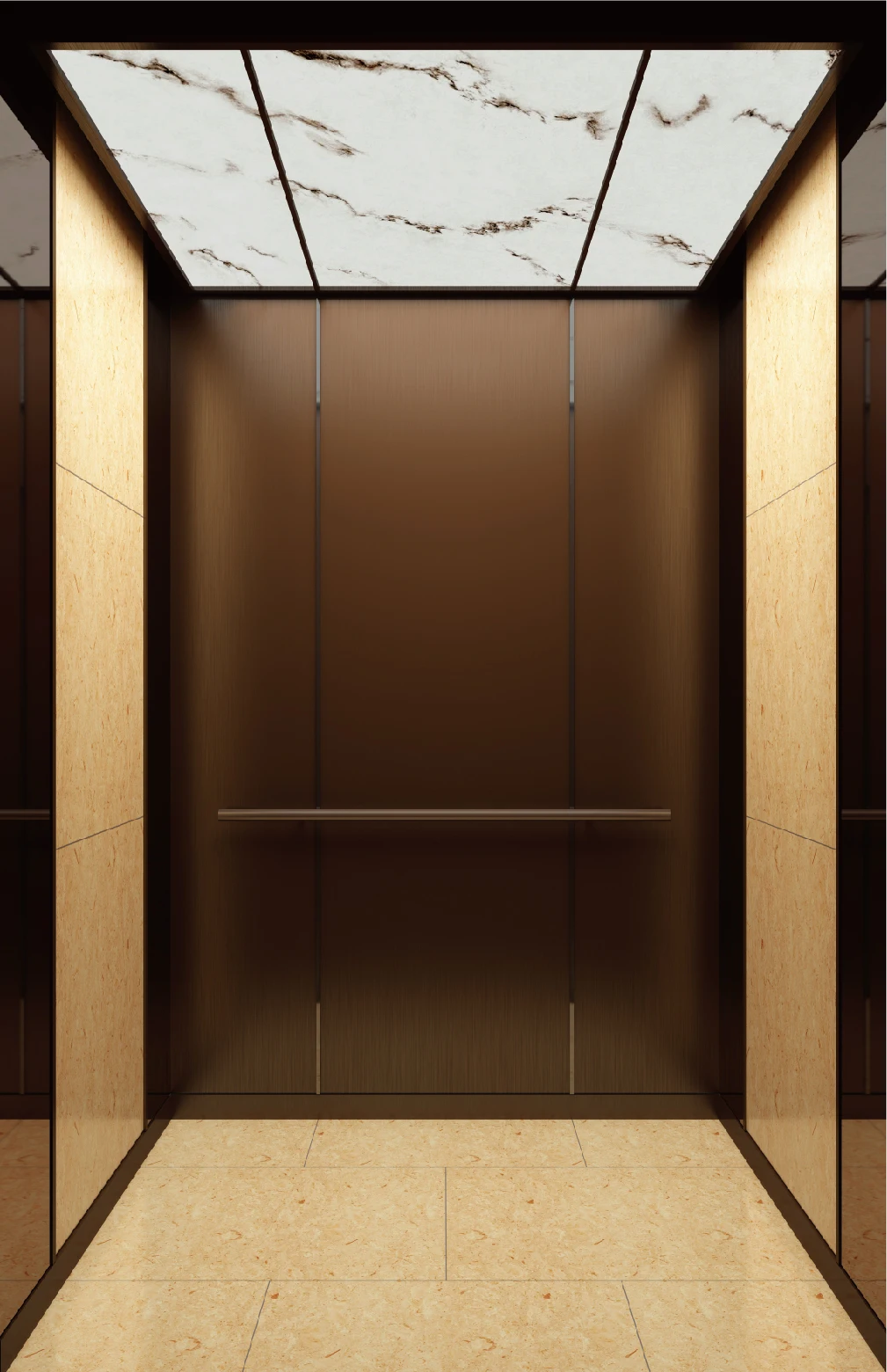 Luxury Decoration Walnut Wood Composite Steel Passenger Elevator
