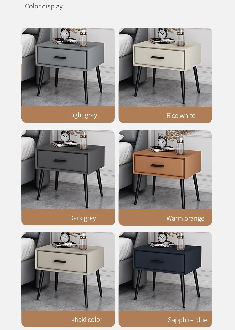 Оптовая продажа скандинавский ящик для хранения из цельного дерева и кожи микрофибры роскошный прикроватный столик шкаф простой ночной