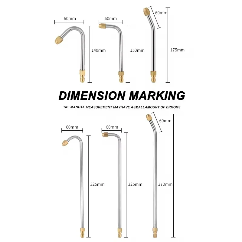 Metal Rod Jet Lance For High Pressure Washer 6 Size Multi-Angled Water Gun Extension Wand With 1/4 Quick Connection